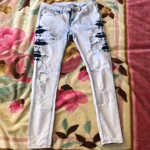 White and Blue Ripped Jeans